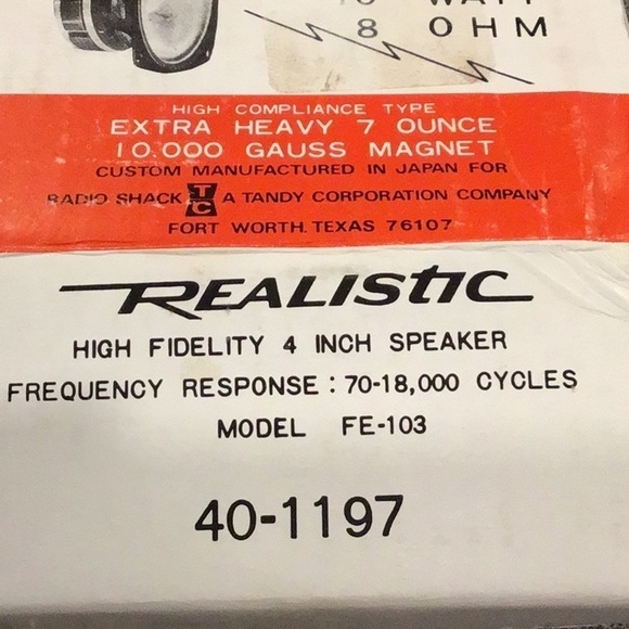 Nos Vintage Radio Shack Realistic high fidelity speaker 4” FE-103 / 40-1197 - Picture 12 of 13